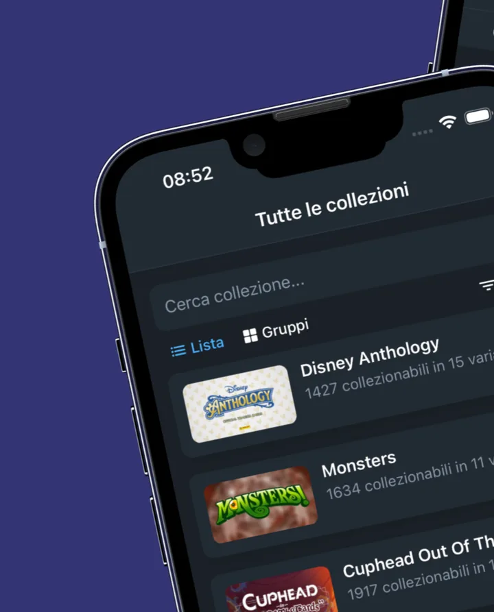 Schermata dell'app: elenco delle collezioni